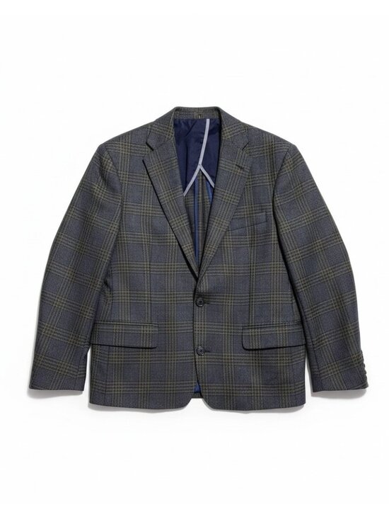 Cole Haan Other - Cole Haan Grand OS Dark Grey‎ Plaid Wool Blazer Jacket Men’s 40S